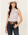 Image #1 - Rough Stock by Panhandle Women's American Flag Sleeveless Pearl Snap Stretch Western Shirt, White, hi-res