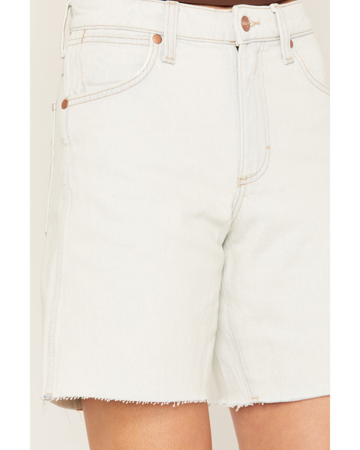 Image #2 - Wrangler Women's Light Wash High Rise Longline Stretch Denim Shorts, Light Wash, hi-res