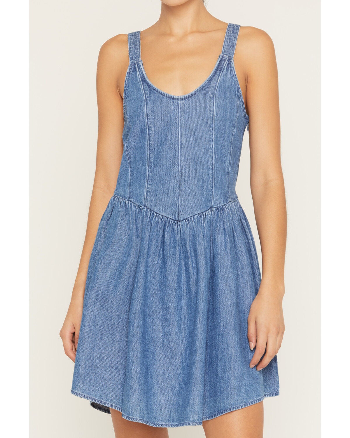 Image #3 - Wrangler Retro Women's Medium Wash Drop Waist Denim Mini Dress, Medium Wash, hi-res