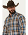 Image #2 - Cinch Men's Plaid Print Long Sleeve Button-Down Western Shirt, Blue, hi-res
