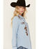 Image #3 - Stetson Women's Embroidered Long Sleeve Pearl Snap Western Blouse , Blue, hi-res