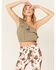 Jolt Women's One-Shoulder Ruffle Crop Top, Olive, hi-res
