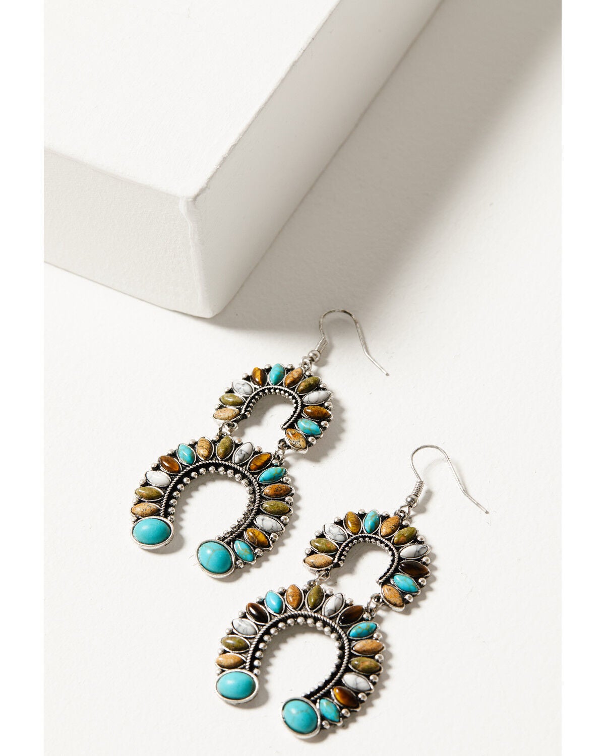 Shyanne Women's Bisbee Stacked Horseshoe Earrings, Silver, hi-res