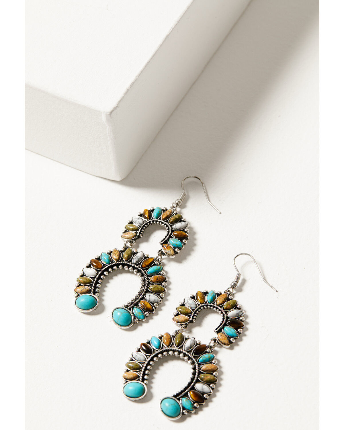 Image #1 - Shyanne Women's Bisbee Stacked Horseshoe Earrings, Silver, hi-res