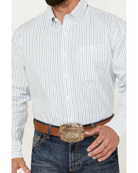 Image #2 - George Straight By Wrangler Men's Plaid Print Long Sleeve Button-Down Western Shirt, White, hi-res