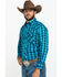 Image #3 - Wrangler Silver Edition Men's Teal Checotah Geo Print Long Sleeve Western Shirt, Teal, hi-res