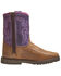 Image #2 - Smoky Mountain Toddler Girls' Autry Western Boots - Broad Square Toe , Purple, hi-res