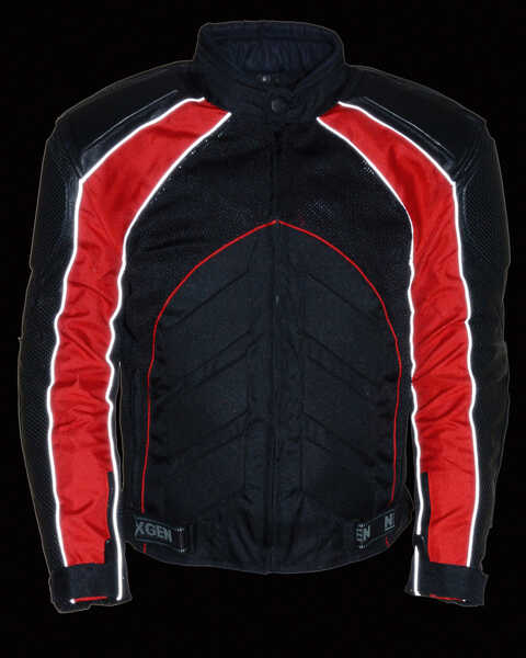 Image #4 - Milwaukee Leather Men's Combo Leather Textile Mesh Racer Jacket - 5X, Black/red, hi-res