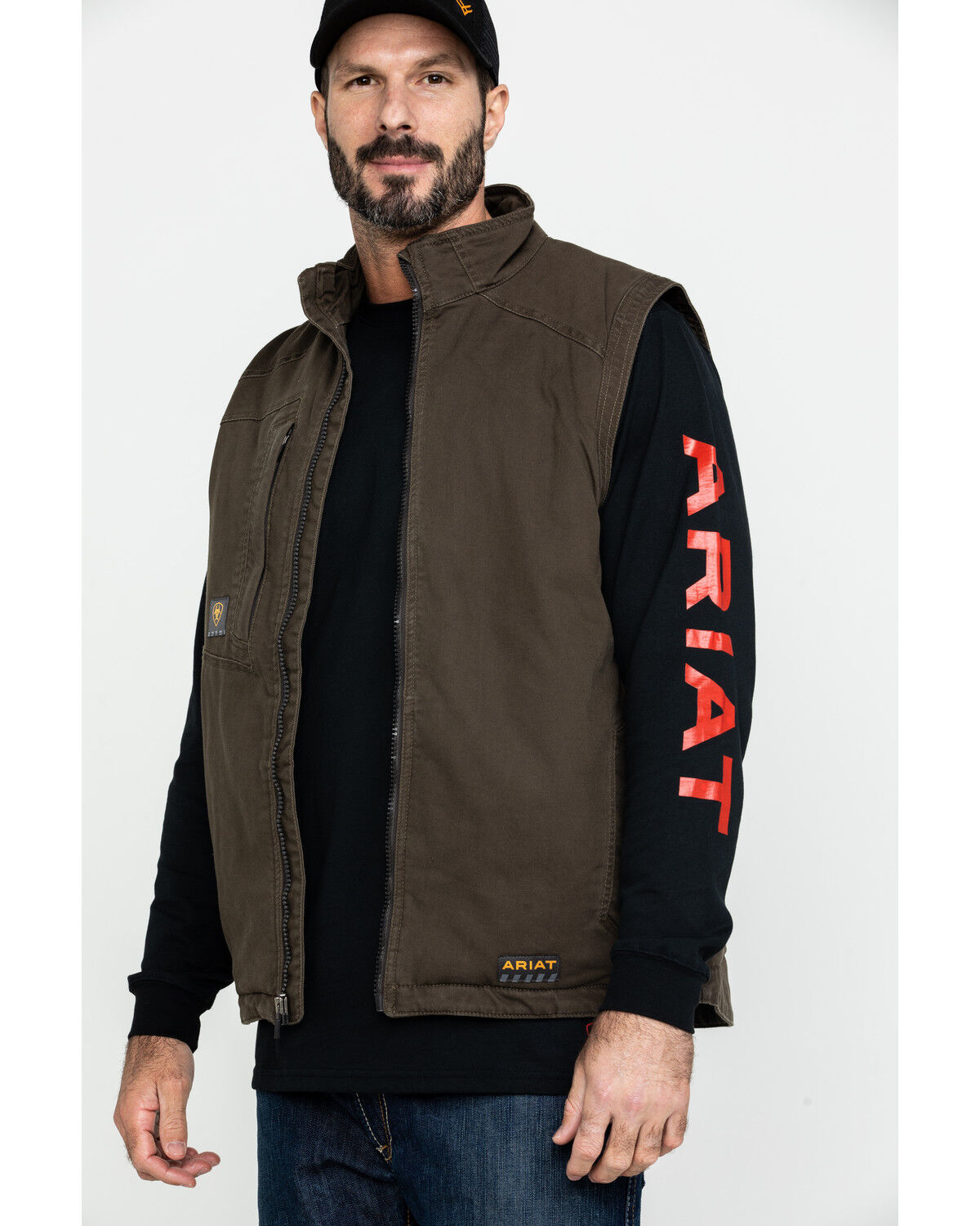 Image #3 - Ariat Men's Loden Rebar Washed Dura Canvas Insulated Work Vest - Big & Tall, Loden, hi-res