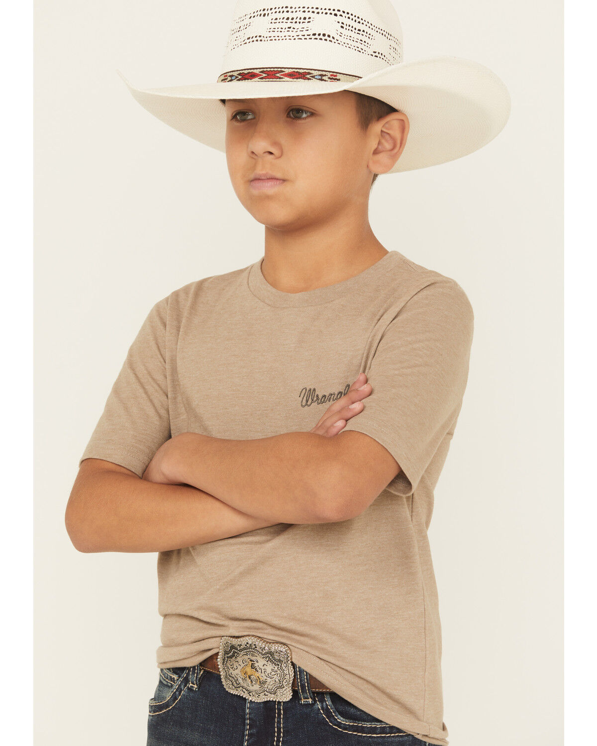 Image #4 - Wrangler Boys' Cactus Logo Short Sleeve Graphic T-Shirt, Tan, hi-res