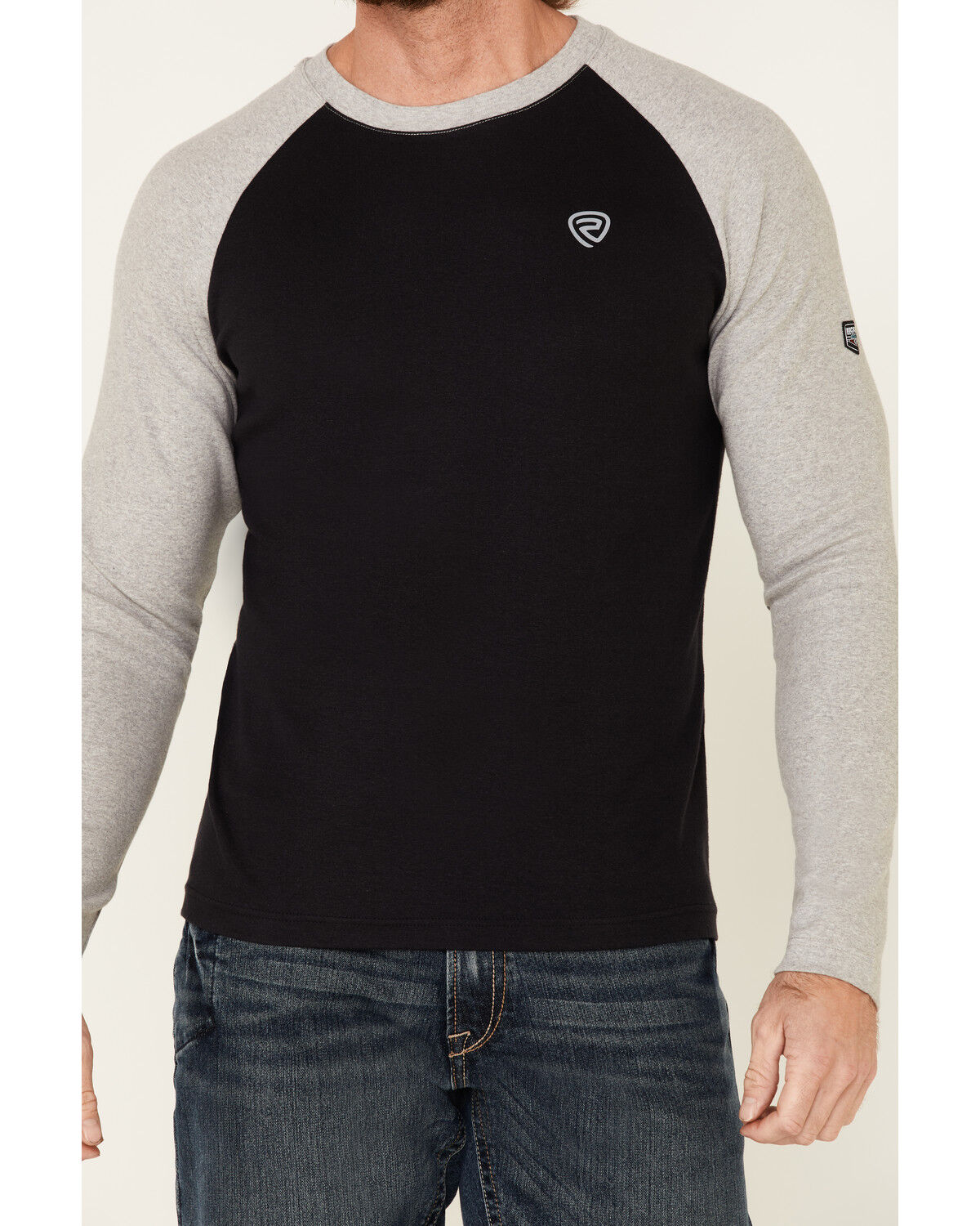 Image #5 - Rock & Roll Denim Men's FR Black Long Sleeve Work Raglan T-Shirt, Black, hi-res