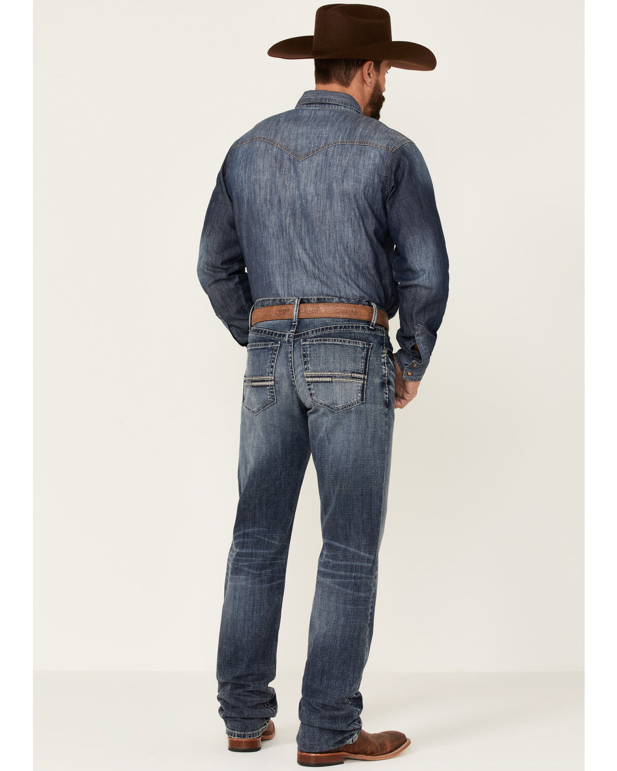 Image #3 - Cinch Men's White Label Medium Stonewash Performance Stretch Relaxed Straight Jeans, Indigo, hi-res