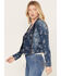 Image #2 - Idyllwind Women's Floral Drive Print Denim Moto Jacket, Dark Medium Wash, hi-res