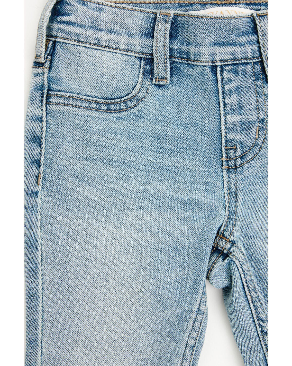 Image #4 - Shyanne Toddler Girls' Light Wash Lacey Bow Embroidered Flare Stretch Denim Jeans, Light Wash, hi-res