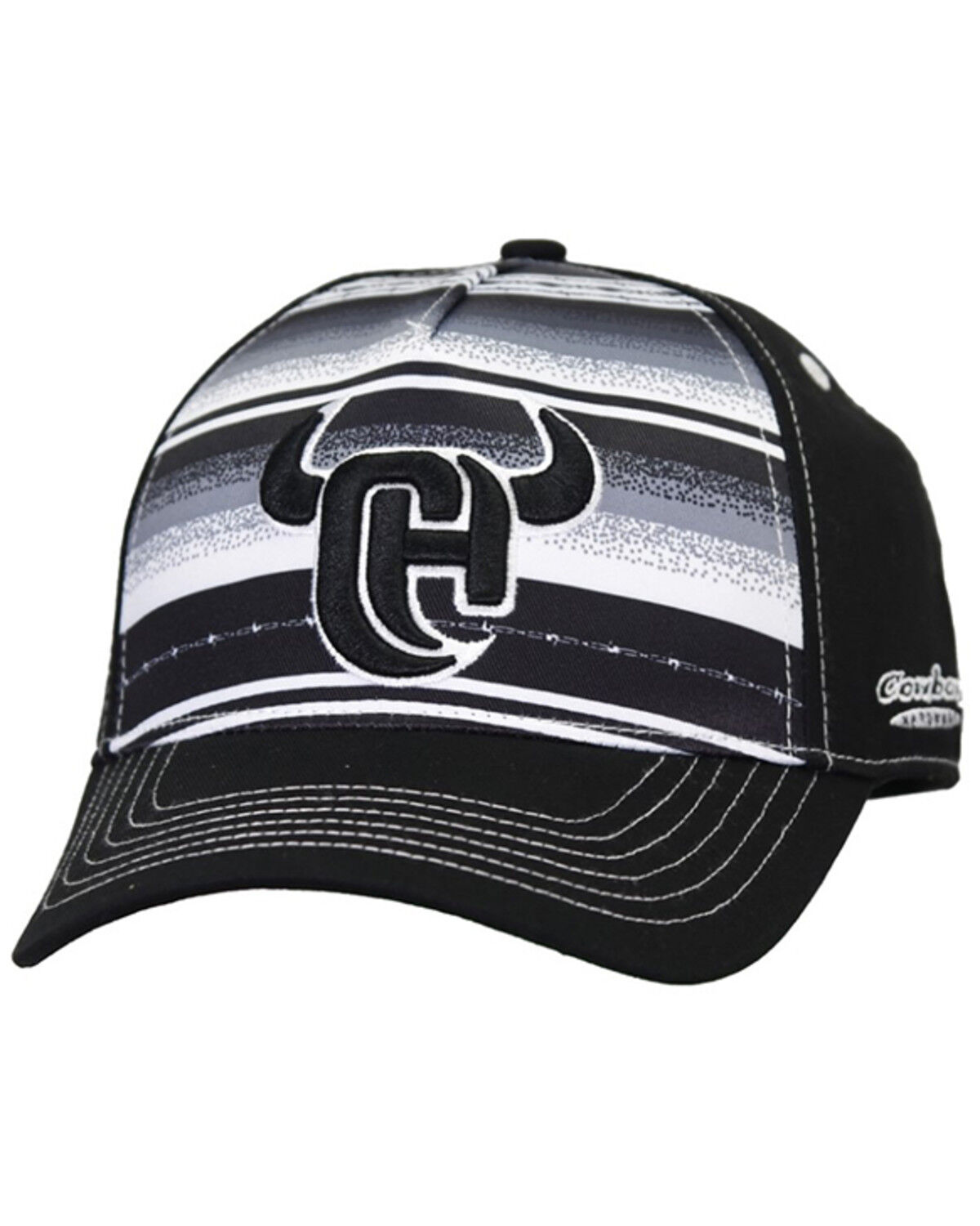 Image #1 - Cowboy Hardware Men's Serape Striped Ball Cap, Black, hi-res