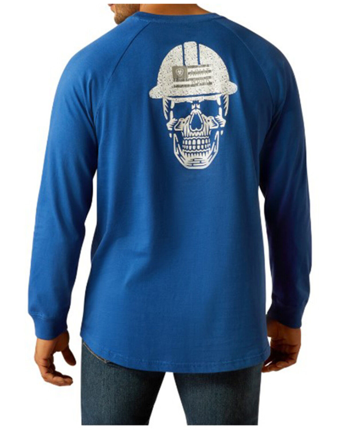 Image #1 - Ariat Men's Rebar Skull Long Sleeve Graphic T-Shirt, Blue, hi-res
