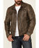 Image #3 - Mauritius Leather Men's Geoff Zip-Front Distressed Trucker Leather Jacket, Brown, hi-res