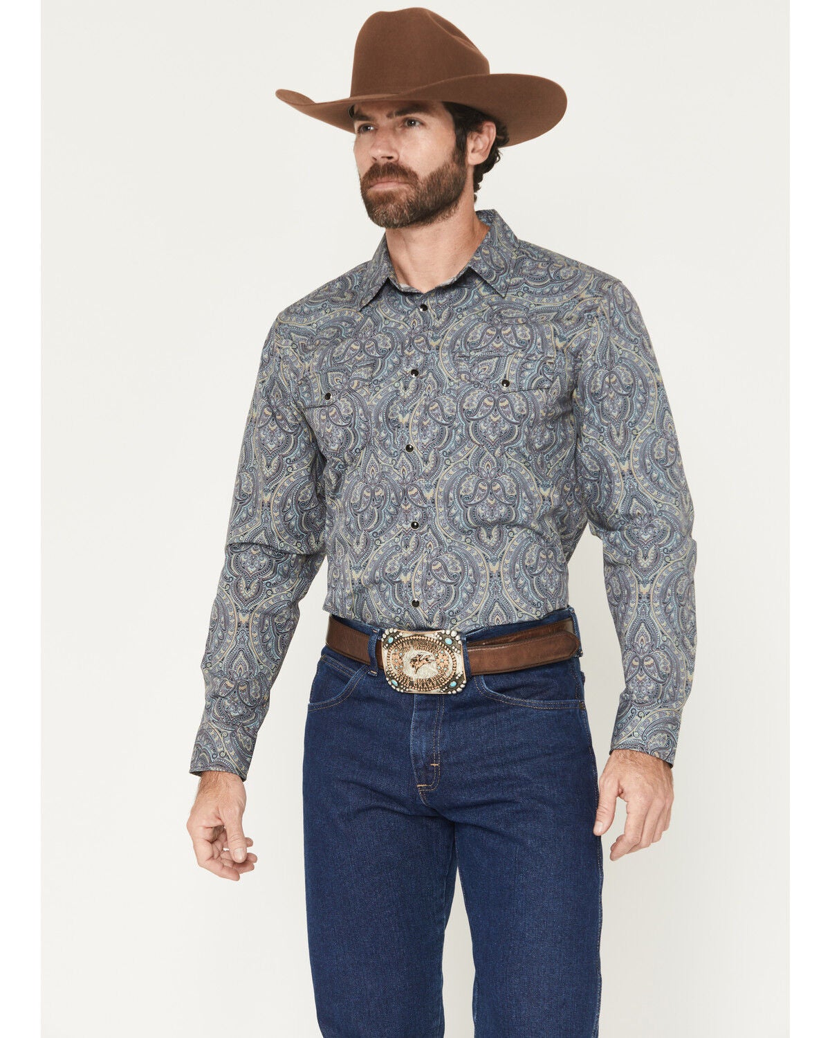 Image #1 - Gibson Trading Co Men's Paisley Power Paisley Print Long Sleeve Snap Western Shirt, Multi, hi-res