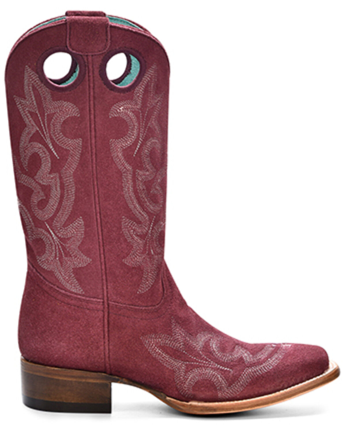 Image #2 - Corral Girls' Embroidered Western Boots - Square Toe, Wine, hi-res
