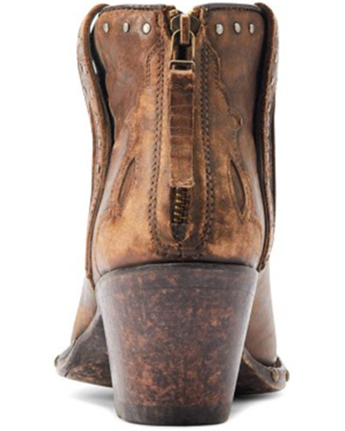 Image #3 - Ariat Women's Greenly Distressed Studded Booties - Snip Toe, Brown, hi-res