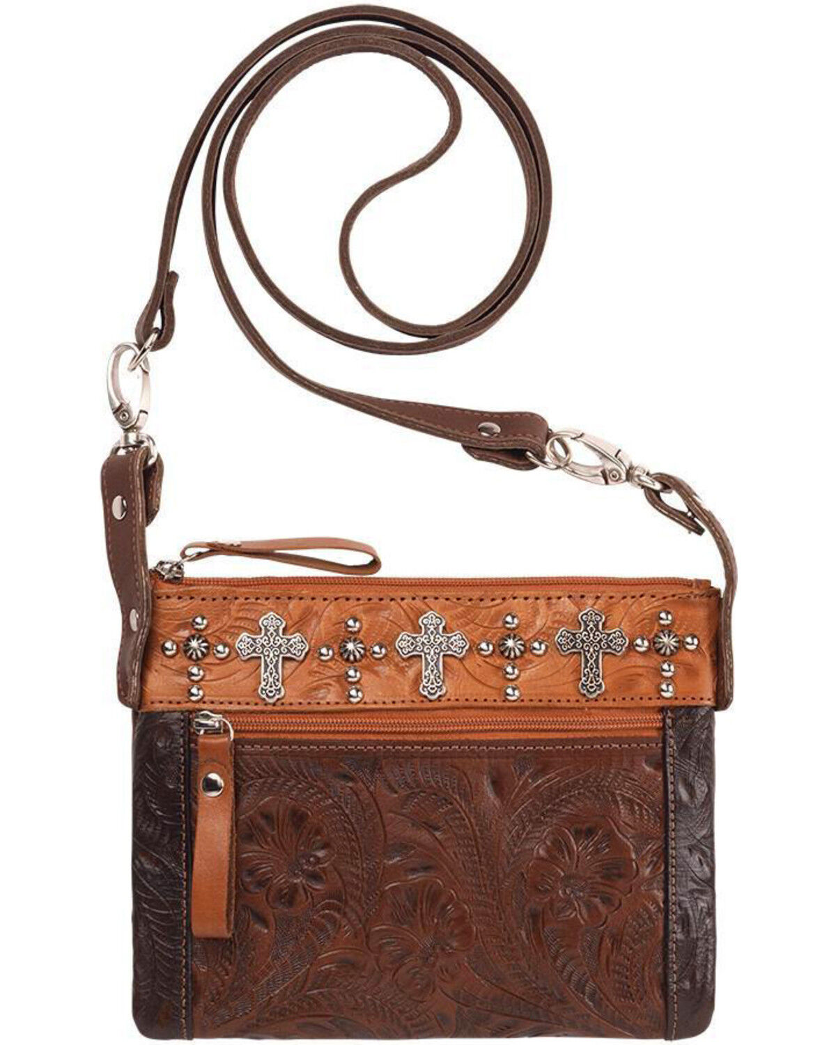 Image #1 - American West Women's Trail Rider Hip Crossbody Bag, Chestnut, hi-res