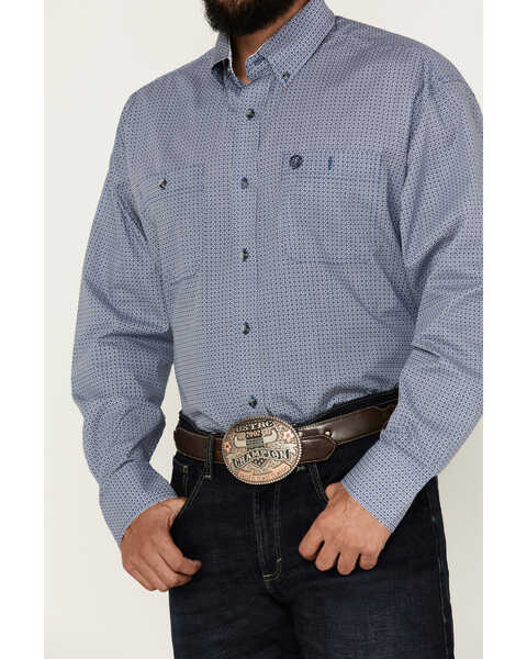 Image #3 - George Strait by Wrangler Men's Geo Print Long Sleeve Button-Down Western Shirt - Tall , Blue, hi-res