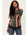 Image #2 - Rock & Roll Denim Women's Serape Stripe Knit Hooded Sweater, Brown, hi-res