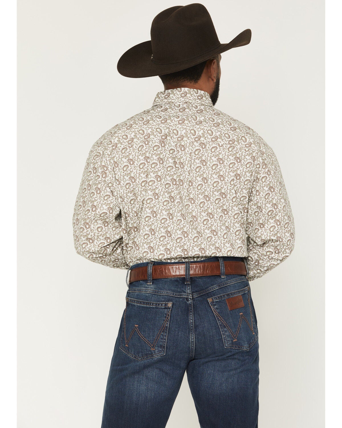 Image #4 - George Strait by Wrangler Men's Paisley Print Long Sleeve Button-Down Stretch Western Shirt - Big, Brown, hi-res