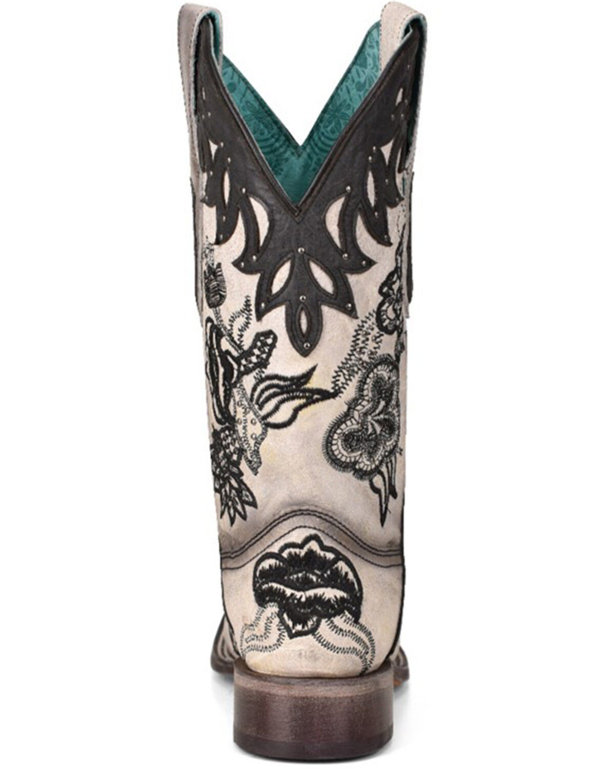 Image #4 - Corral Women's White Overlay Western Boots - Square Toe, Cream/black, hi-res