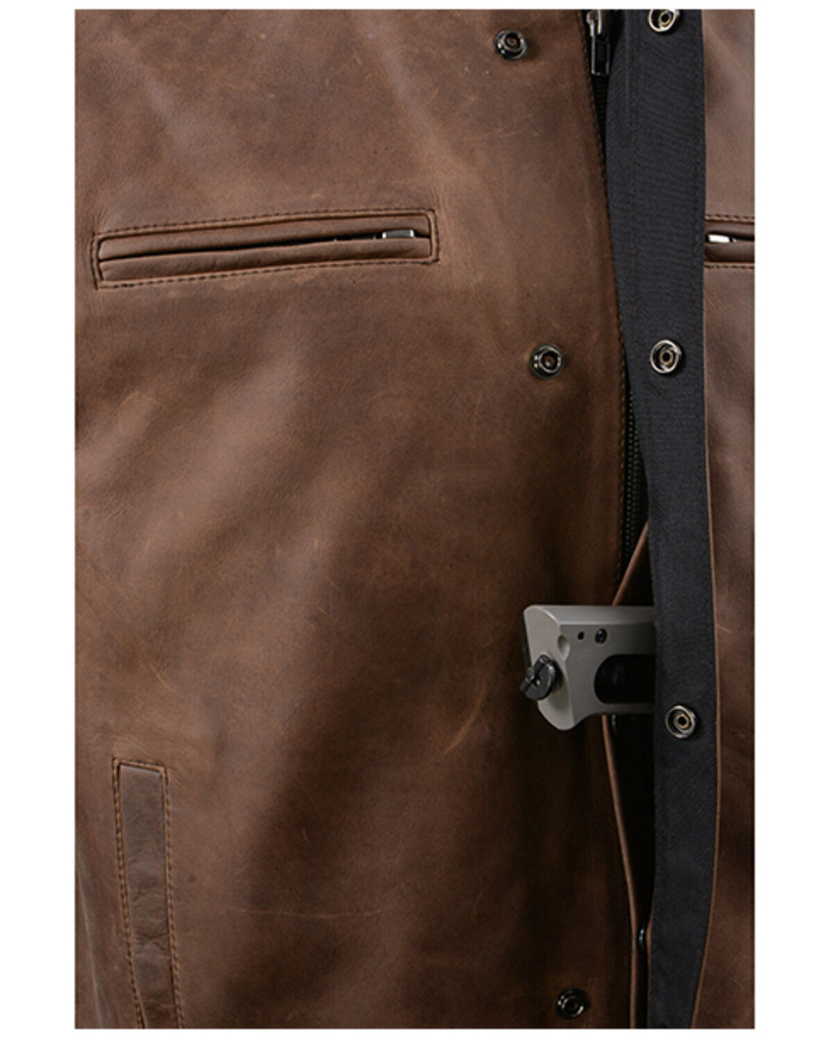 Image #3 - Milwaukee Leather Men's Gambler Concealed Carry Vintage Motorcycle Leather Vest - 4X, Brown, hi-res
