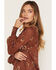 Image #2 - Shyanne Women's Rollins Floral Print Long Sleeve Ruffle Blouse, Bark, hi-res