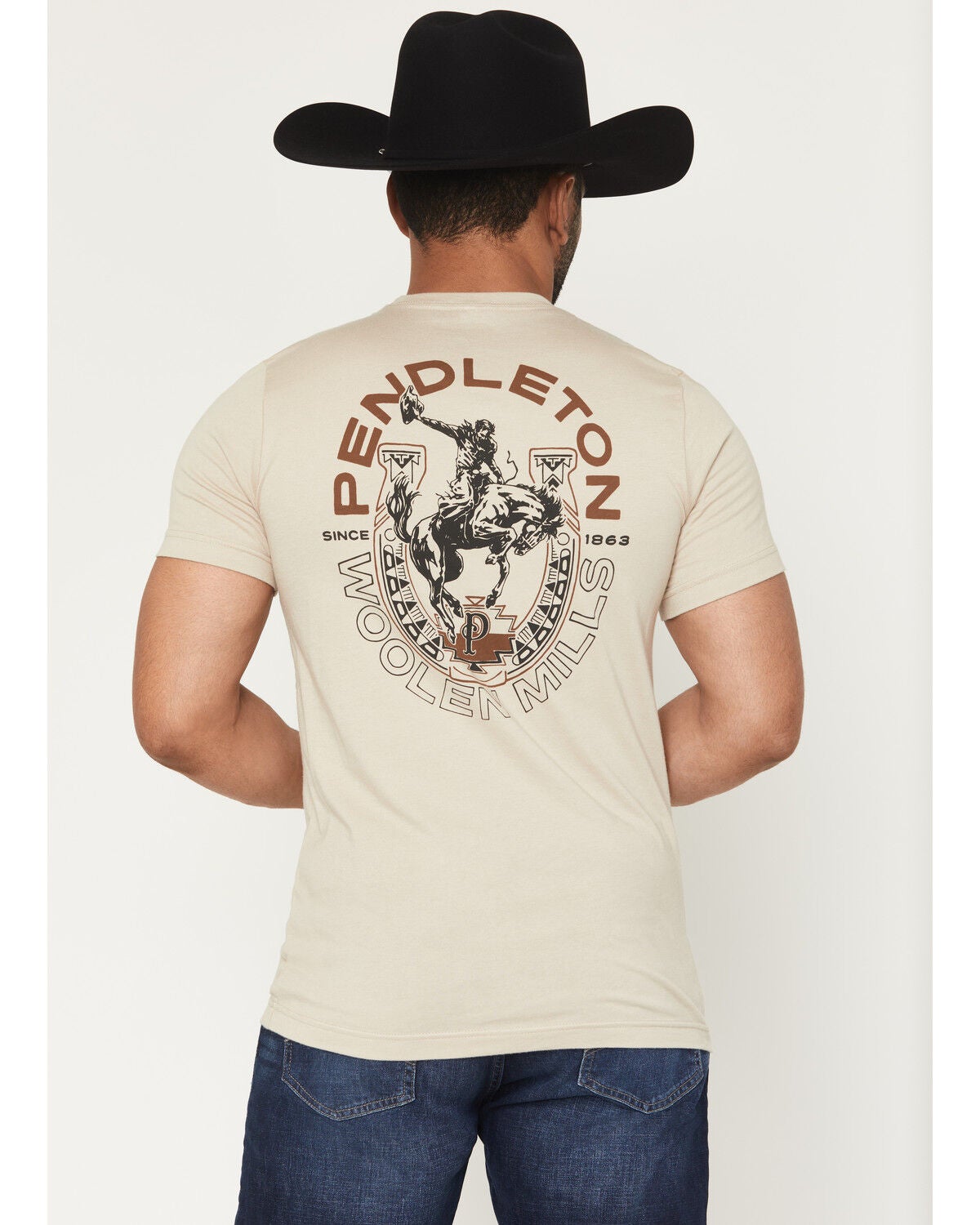 Image #1 - Pendleton Men's Rodeo Horseshoe Short Sleeve Graphic T-Shirt, Tan, hi-res