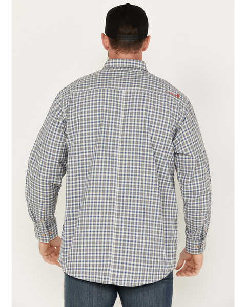 Image #4 - Ariat Men's FR Plaid Print Featherlight Long Sleeve Button Down Work Shirt, Blue, hi-res