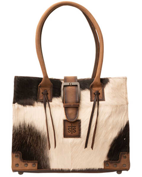 Carroll Co. Women's Cowhide Belt Tote Bag, Brown, hi-res