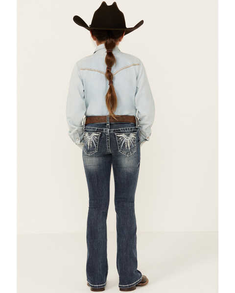 Image #3 - Grace in LA Girls' Medium Wash Burst Pocket Bootcut Jeans , Medium Wash, hi-res