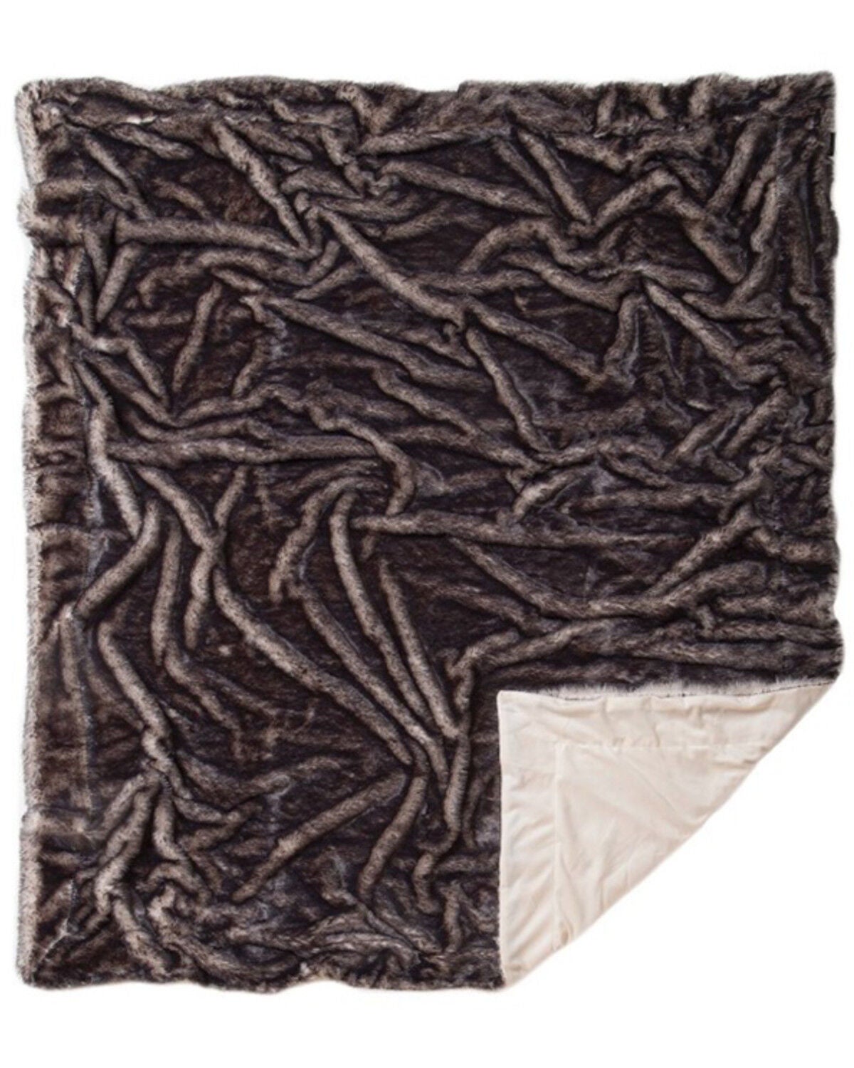 Image #2 - Carstens Home Dark Grey Tipped Fox Faux Fur Throw Blanket, Grey, hi-res