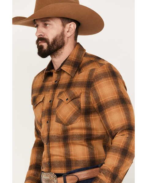 Image #2 - Pendleton Men's Canyon Plaid Print Long Sleeve Western Snap Shirt, Brown, hi-res