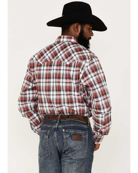 Image #4 - Wrangler Retro Men's Plaid Print Long Sleeve Snap Western Shirt, Red, hi-res