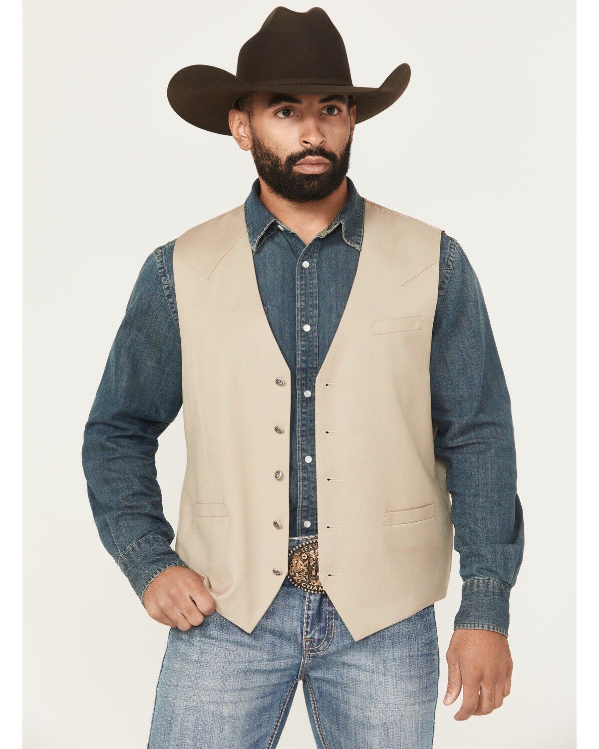 Cody James Men's Saratoga Dress Vest, Tan, hi-res