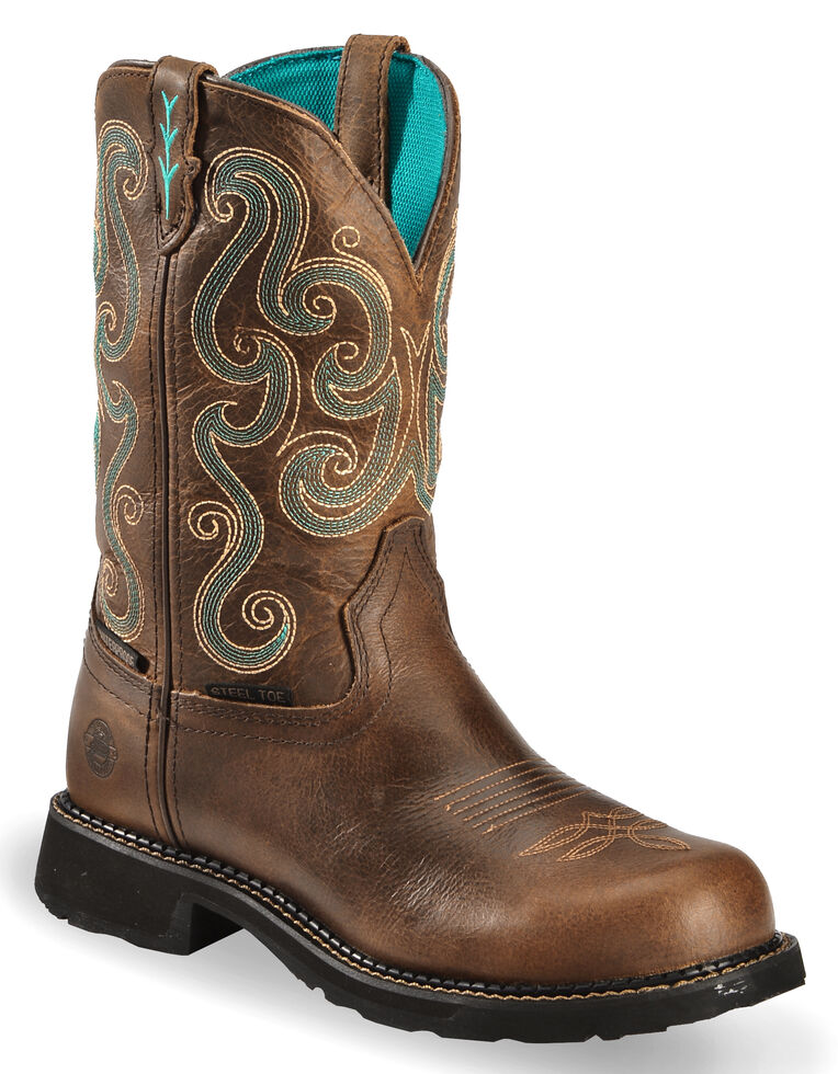 Justin Gypsy Women's Tasha EH Waterproof Work Boots - Steel Toe, Chocolate, hi-res