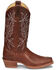 Justin Women's Vickory Performance Leather Western Boots - Square Toe , Tan, hi-res