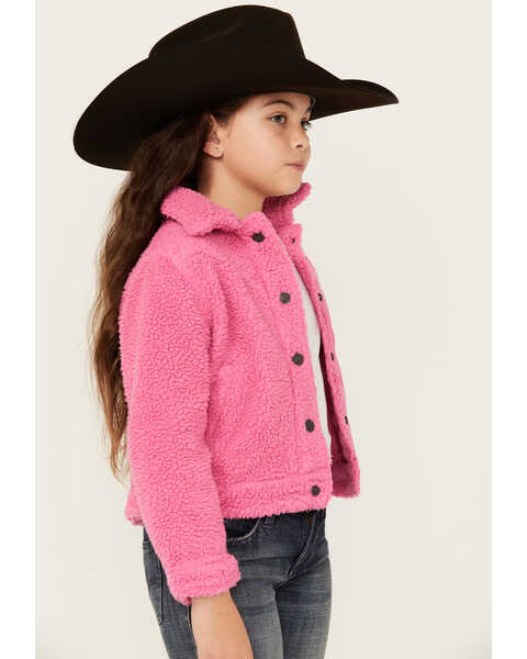 Image #2 - Wrangler Girls' Sherpa Snap Jacket , Pink, hi-res