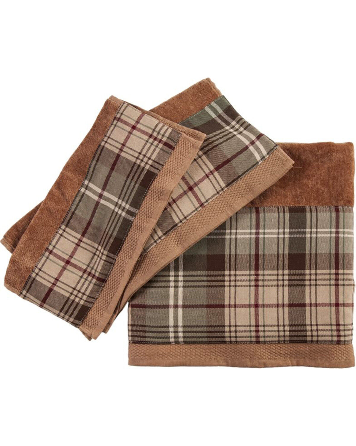 Image #1 - HiEnd Accents Huntsman Plaid Towel Set - 3 Piece, Brown, hi-res