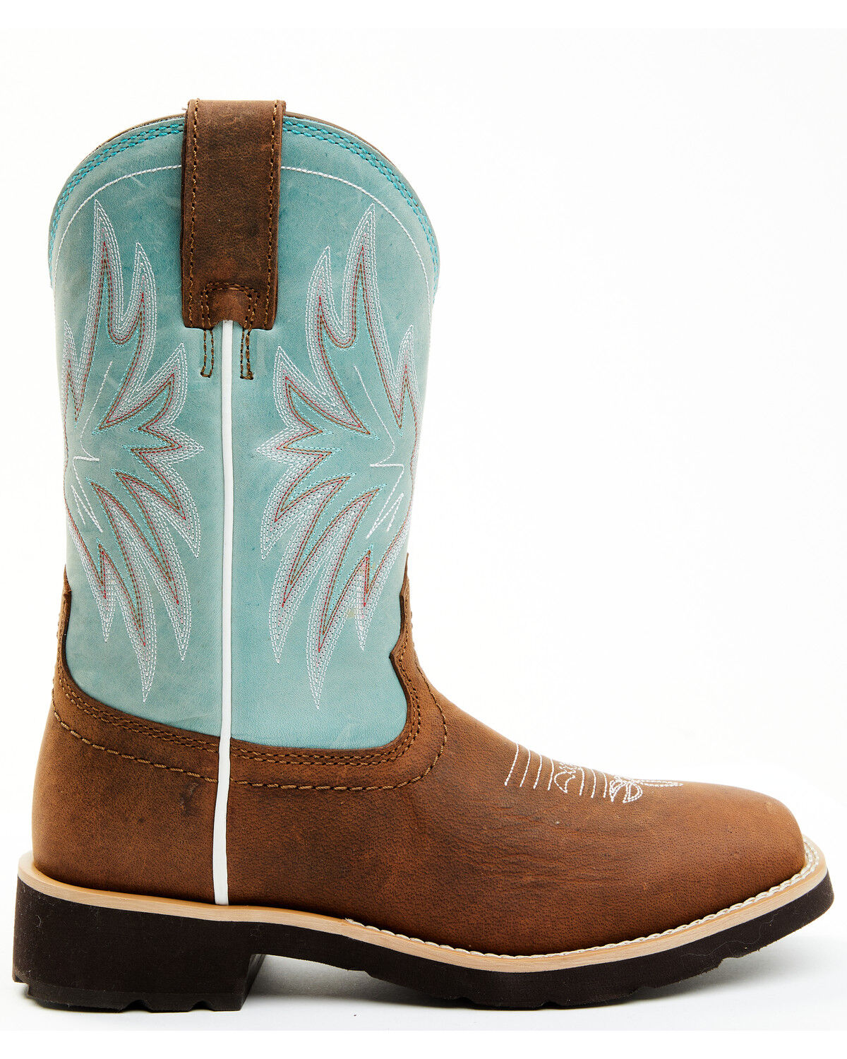 Image #2 - RANK 45® Women's Contrast Shaft Performance Leather Western Boots - Broad Square Toe, Turquoise, hi-res