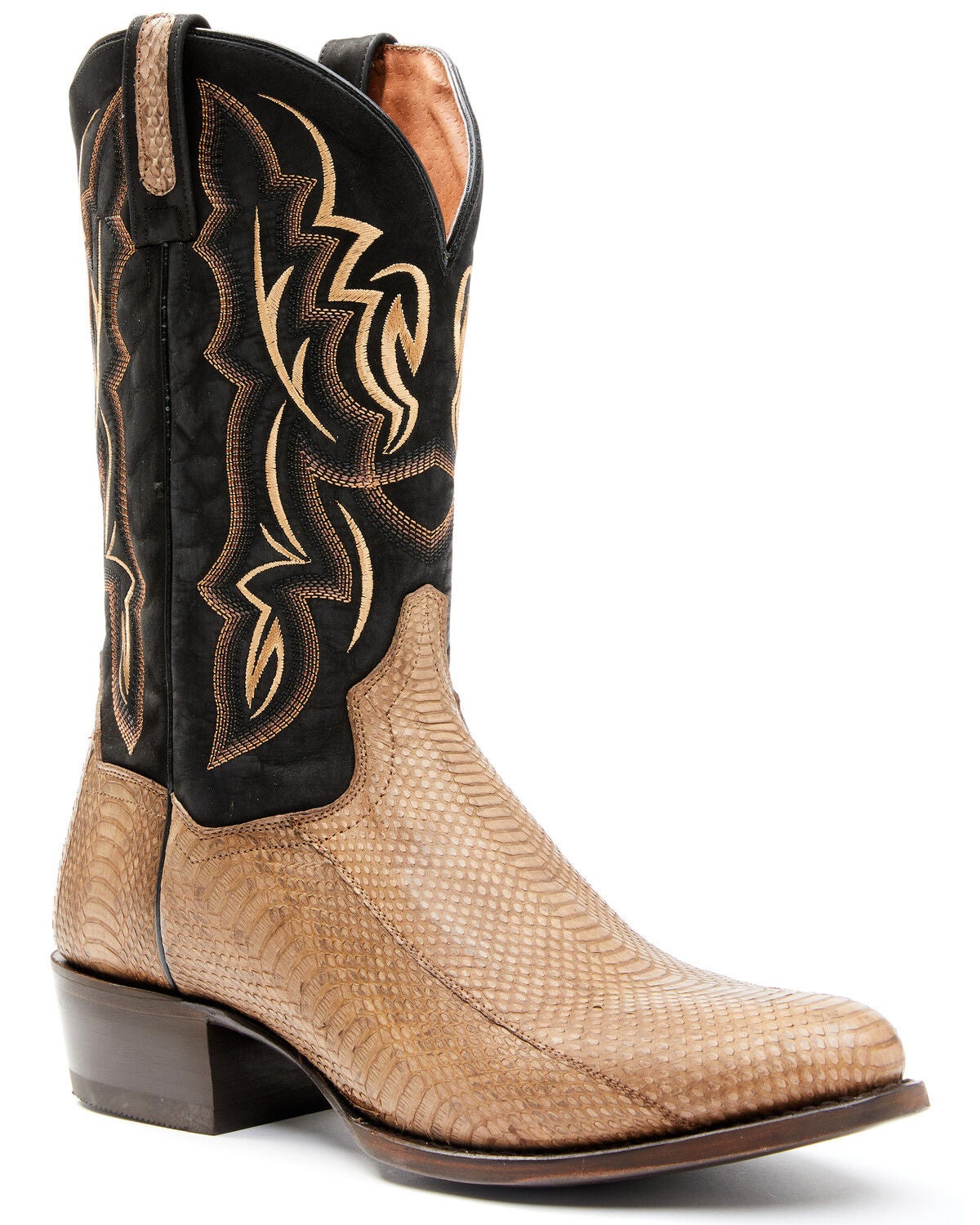 round toe snakeskin boots