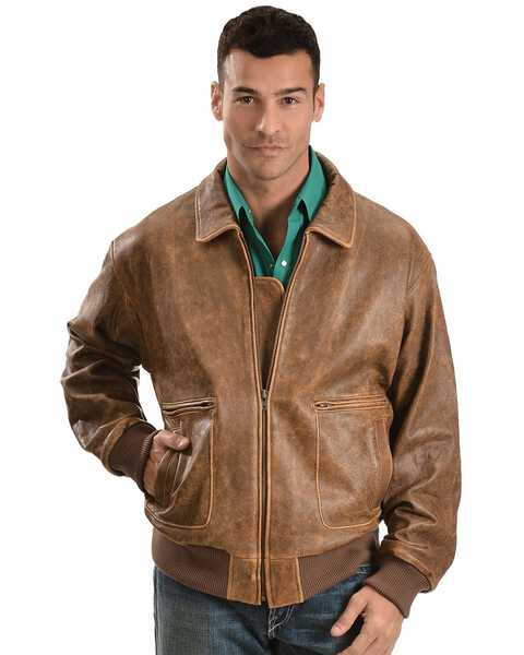 Image #1 - Scully Men's Vintage Bomber Jacket, Brown, hi-res