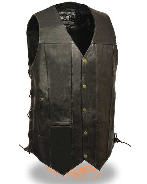 Milwaukee Leather Men's 3X 10 Pocket Side Lace Vest - Tall, Black, hi-res