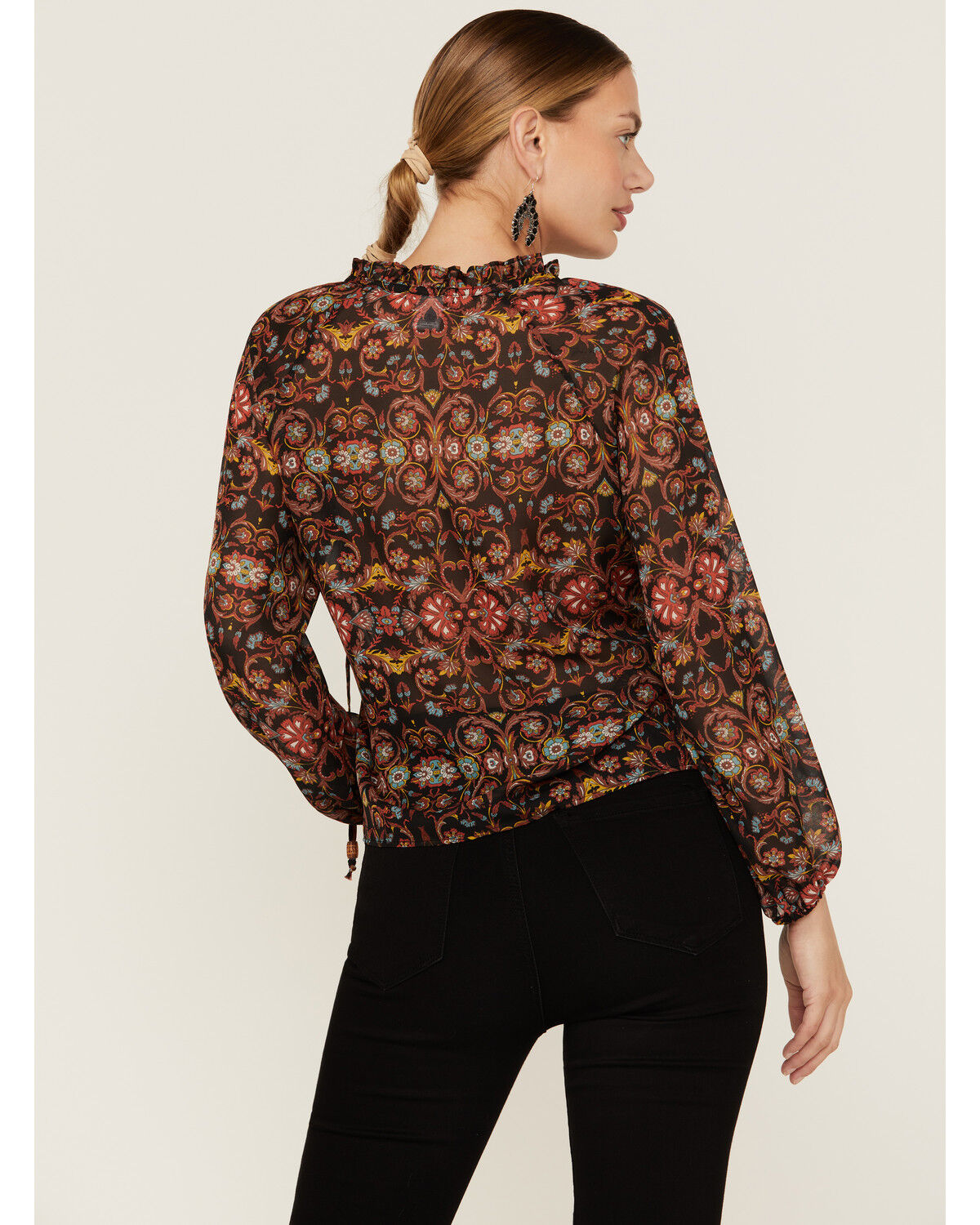 Image #3 - Wild Moss Women's Ruffle Neck Peasant Blouse, Rust Copper, hi-res