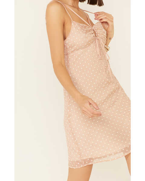 Image #3 - Miss Me Women's Dobby Dot Scrunch Strappy Dress, Blush, hi-res