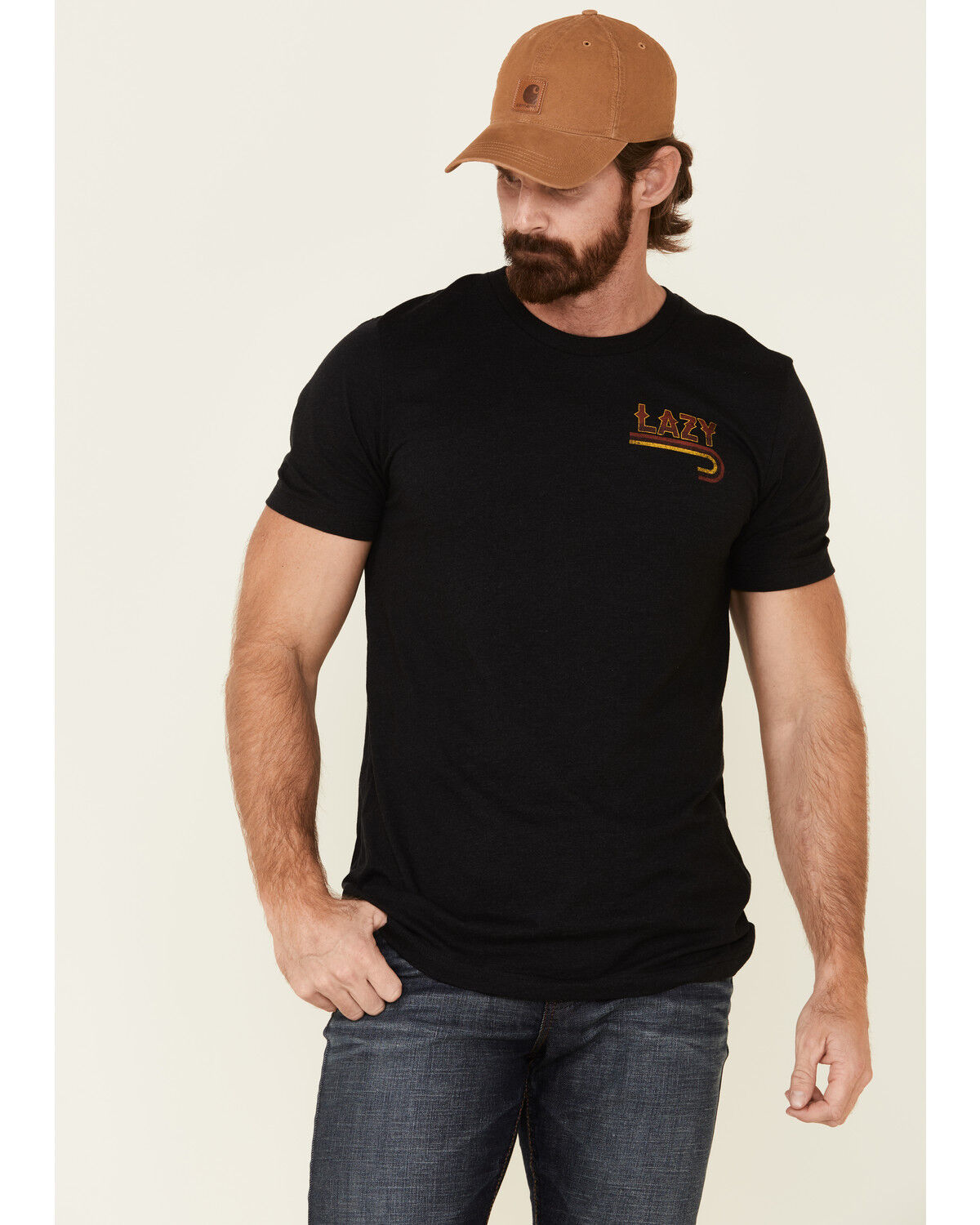 Image #1 - Lazy J Ranch Wear Men's Black Fire J Ranch Logo Graphic T-Shirt, Black, hi-res